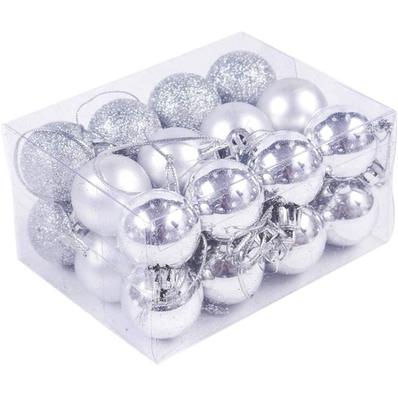UTENEW 24 Mini Glitter Christmas Tree Balls Hanging Ornaments - Picture 4 of 5